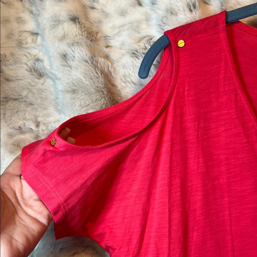 Michael Kors Relaxed Coral Cold Shoulder Cut Out Blouse M NWT